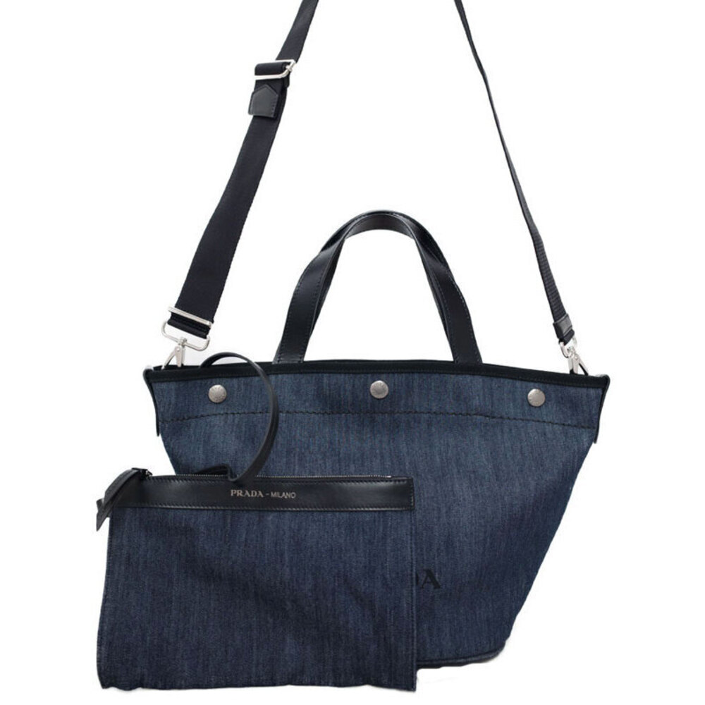 Prada Denim Leather Tote Bag